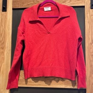Old Navy Red Collared V Neck Knit Sweater Small